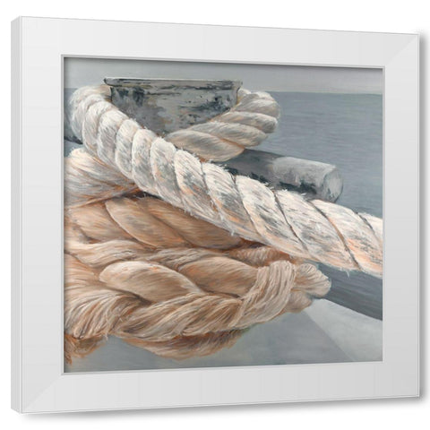 Tie-down ropes closeup White Modern Wood Framed Art Print by Atelier B Art Studio