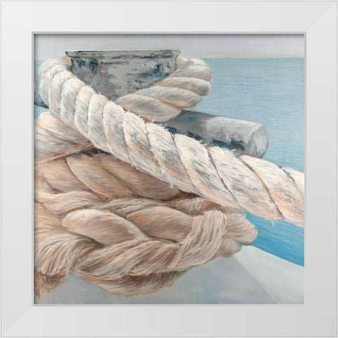 Tie-Down Ropes Closeup White Modern Wood Framed Art Print by Atelier B Art Studio