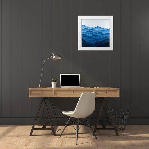 Dark Calm Ocean Waves White Modern Wood Framed Art Print by Atelier B Art Studio