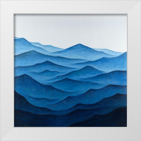 Dark Calm Ocean Waves White Modern Wood Framed Art Print by Atelier B Art Studio