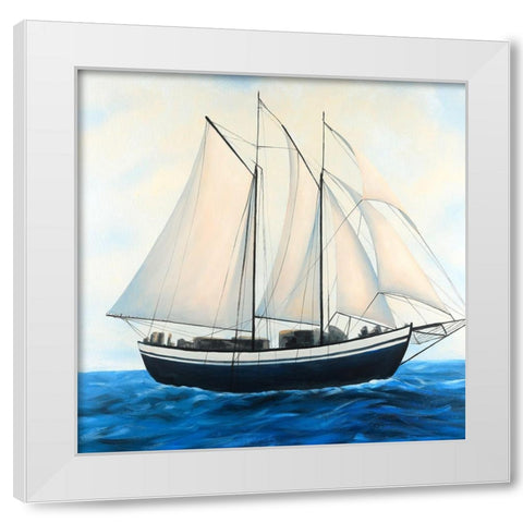 Sailingboat by a Sunny Day White Modern Wood Framed Art Print by Atelier B Art Studio
