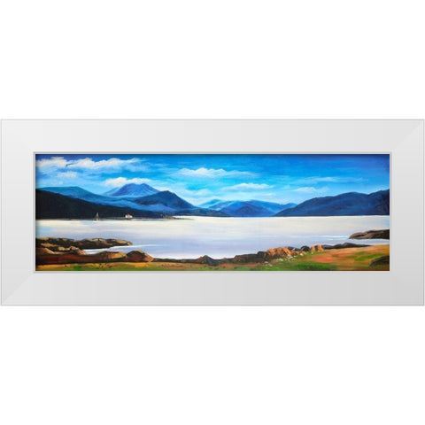 Scottish Highlands by a Beautiful Day White Modern Wood Framed Art Print by Atelier B Art Studio