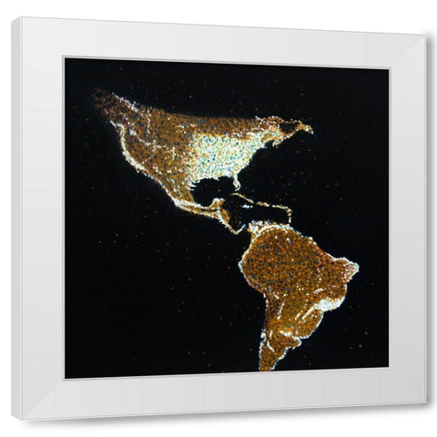 AMERICAN CONTINENT AT NIGHT White Modern Wood Framed Art Print by Atelier B Art Studio