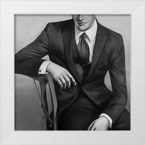 Businessman White Modern Wood Framed Art Print by Atelier B Art Studio