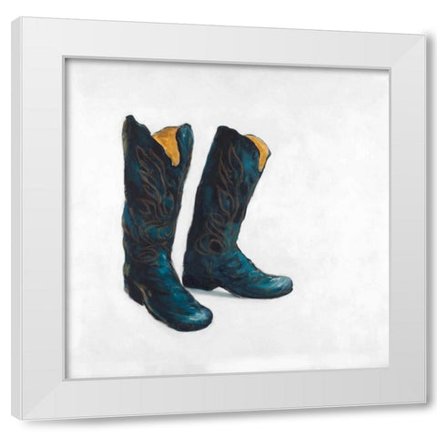 Cowboy Boots in Leather White Modern Wood Framed Art Print by Atelier B Art Studio