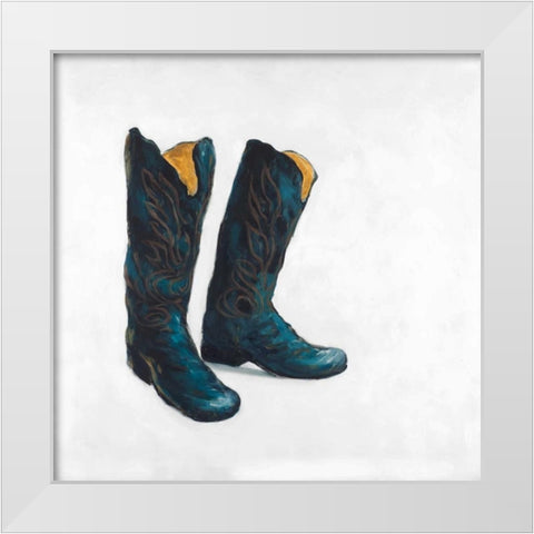 Cowboy Boots in Leather White Modern Wood Framed Art Print by Atelier B Art Studio