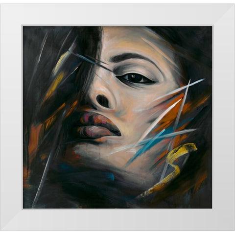 Abstract Woman Portrait White Modern Wood Framed Art Print by Atelier B Art Studio