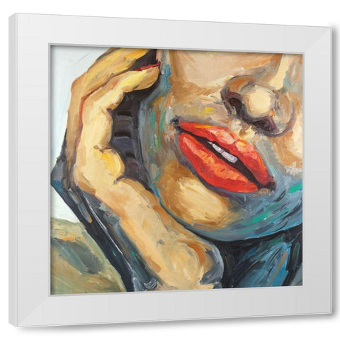 Irresistible Lips Closeup White Modern Wood Framed Art Print by Atelier B Art Studio