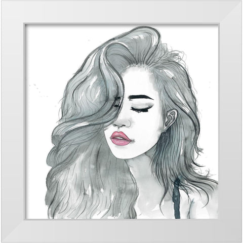 BEAUTIFUL FEMALE HAIR White Modern Wood Framed Art Print by Atelier B Art Studio