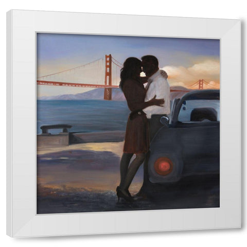 A LOVING COUPLE IN SAN FRANCISCO White Modern Wood Framed Art Print by Atelier B Art Studio