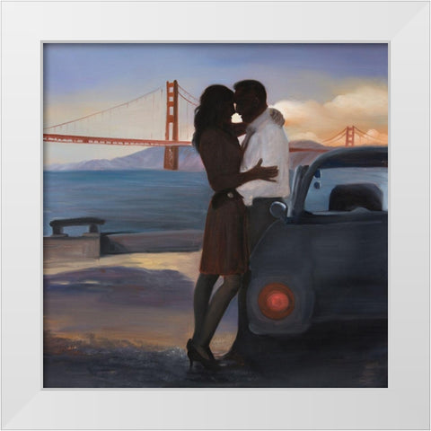 A LOVING COUPLE IN SAN FRANCISCO White Modern Wood Framed Art Print by Atelier B Art Studio