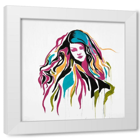 WOMAN GRAFFITI ART White Modern Wood Framed Art Print by Atelier B Art Studio