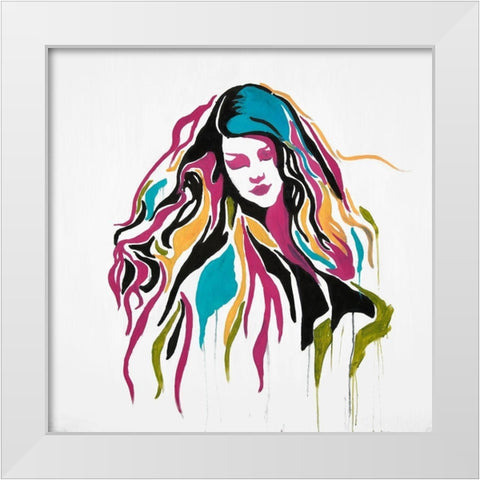 WOMAN GRAFFITI ART White Modern Wood Framed Art Print by Atelier B Art Studio