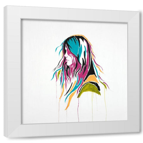 GRAFFITI STREET ART WOMAN White Modern Wood Framed Art Print by Atelier B Art Studio