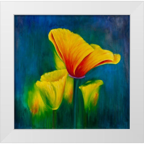 Beautiful Colorful Flowers White Modern Wood Framed Art Print by Atelier B Art Studio