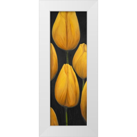 Six Daffodils Flowers White Modern Wood Framed Art Print by Atelier B Art Studio