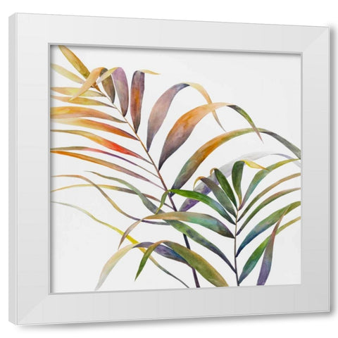 Watercolor Tropical Palm Leaves White Modern Wood Framed Art Print by Atelier B Art Studio