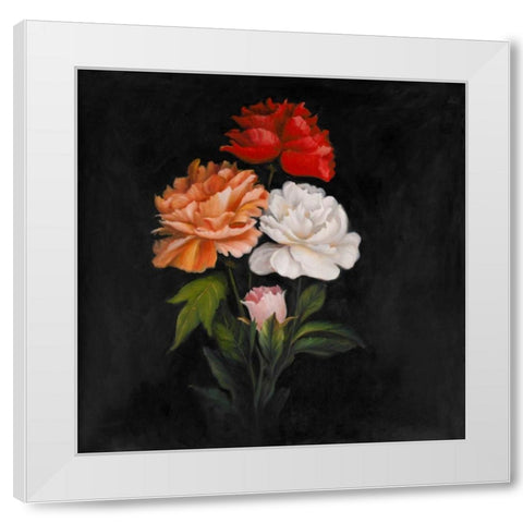 Three Beautiful Rose Flowers White Modern Wood Framed Art Print by Atelier B Art Studio
