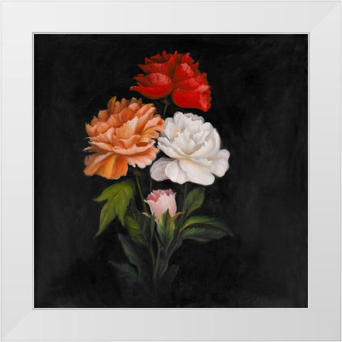 Three Beautiful Rose Flowers White Modern Wood Framed Art Print by Atelier B Art Studio