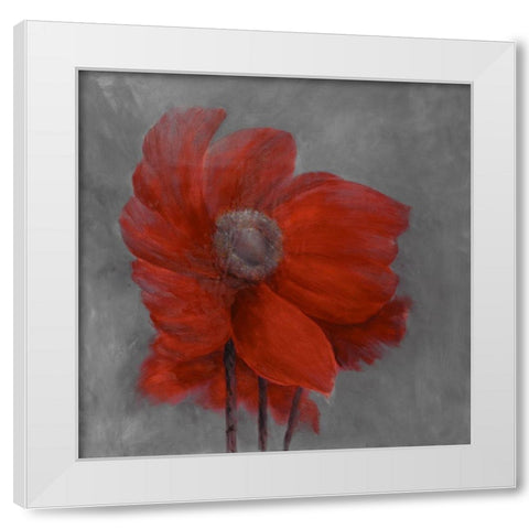 RED FLOWER IN THE WIND White Modern Wood Framed Art Print by Atelier B Art Studio