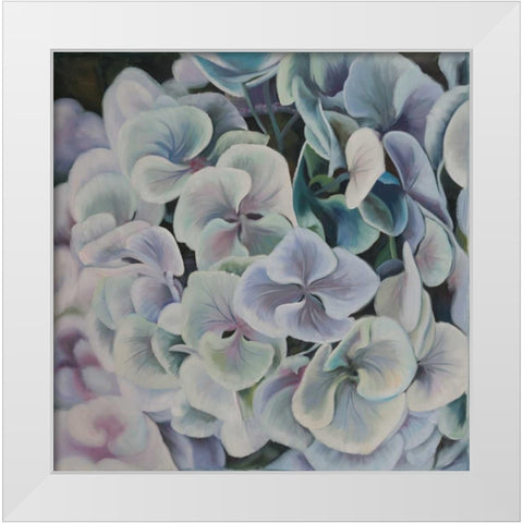 Colorful Hydrangea Flowers White Modern Wood Framed Art Print by Atelier B Art Studio
