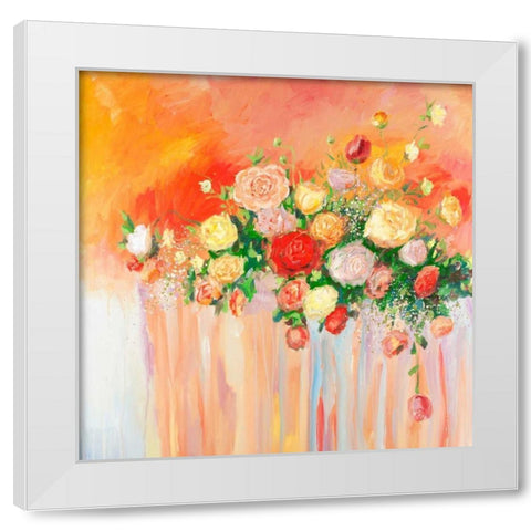Bouquet of Abstract Flowers Multicolor White Modern Wood Framed Art Print by Atelier B Art Studio