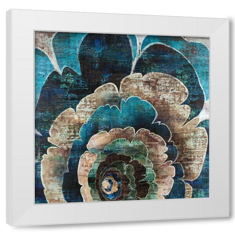 BLUE FLOWER MONTAGE White Modern Wood Framed Art Print by Atelier B Art Studio