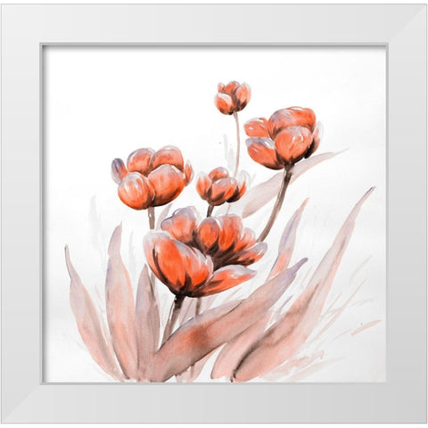 WATERCOLOR WILD FLOWERS White Modern Wood Framed Art Print by Atelier B Art Studio