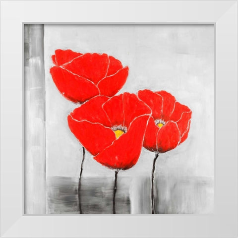 Poppy Flower White Modern Wood Framed Art Print by Atelier B Art Studio