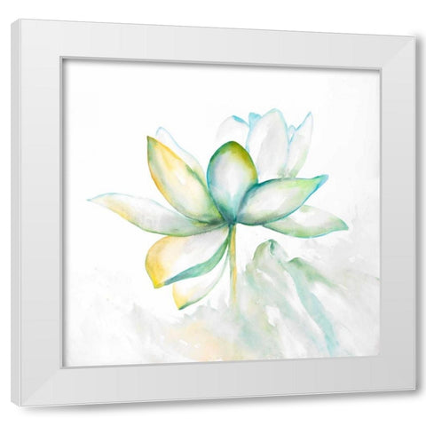 Abstract Lotus Flower White Modern Wood Framed Art Print by Atelier B Art Studio