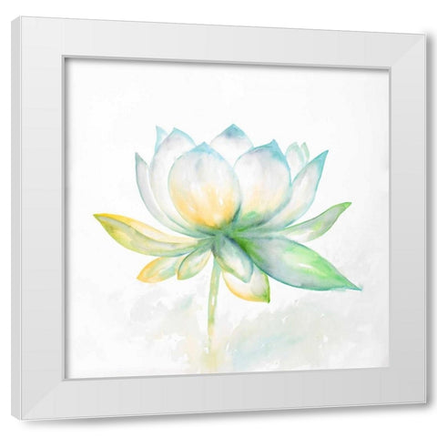 Lotus Flower White Modern Wood Framed Art Print by Atelier B Art Studio