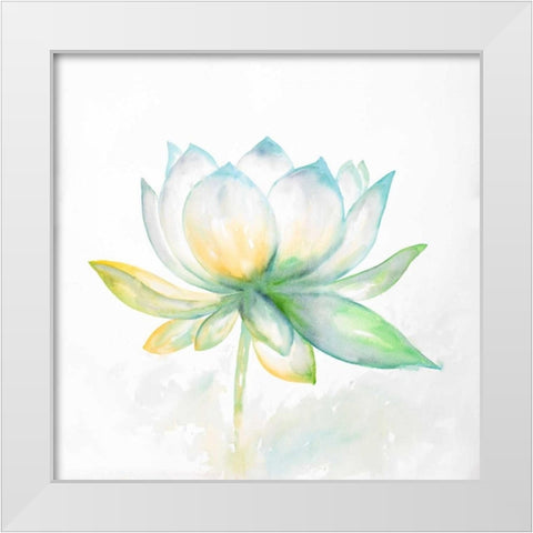 Lotus Flower White Modern Wood Framed Art Print by Atelier B Art Studio