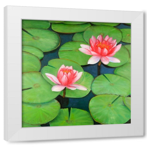 Lotus Flowers in a Swamp White Modern Wood Framed Art Print by Atelier B Art Studio