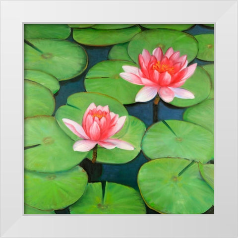 Lotus Flowers in a Swamp White Modern Wood Framed Art Print by Atelier B Art Studio