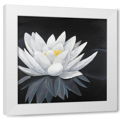 Lotus Flower with Reflection White Modern Wood Framed Art Print by Atelier B Art Studio