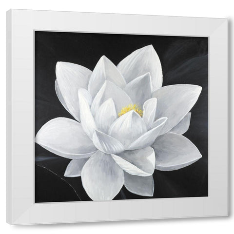 Overhead View of a Lotus Flower White Modern Wood Framed Art Print by Atelier B Art Studio