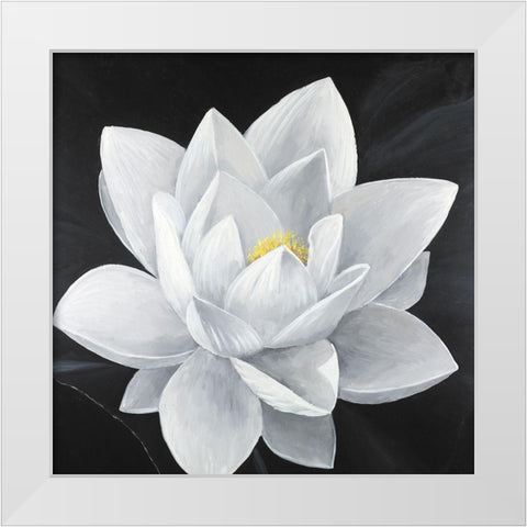 Overhead View of a Lotus Flower White Modern Wood Framed Art Print by Atelier B Art Studio