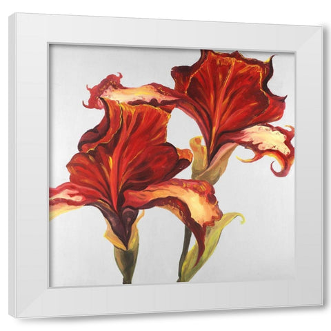 Lilies with Fall Colors White Modern Wood Framed Art Print by Atelier B Art Studio