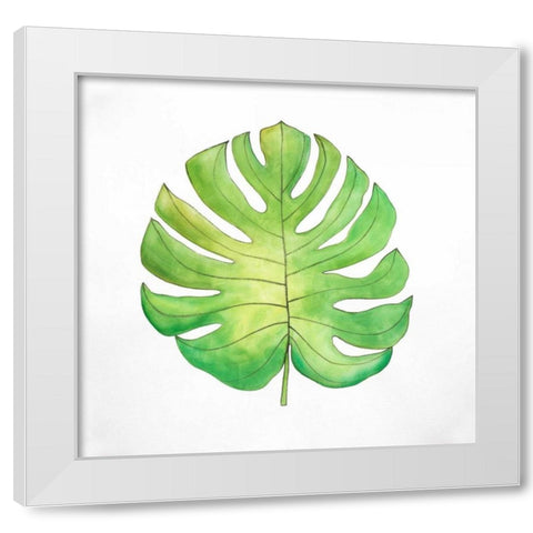 Tropical Leaf Greenery White Modern Wood Framed Art Print by Atelier B Art Studio