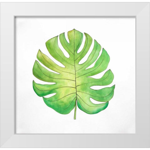 Tropical Leaf Greenery White Modern Wood Framed Art Print by Atelier B Art Studio