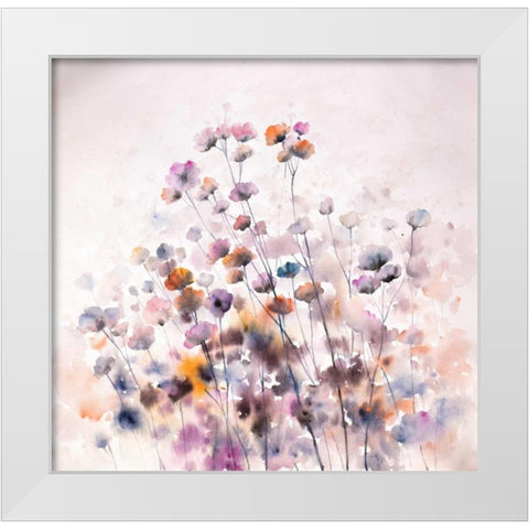 Wild Flowers White Modern Wood Framed Art Print by Atelier B Art Studio