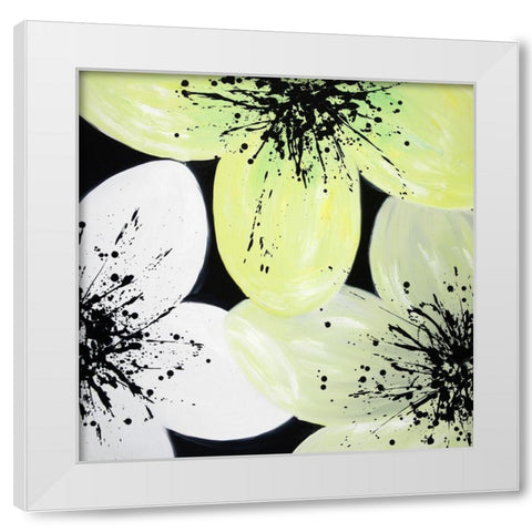 YELLOW FLOWER WITH BURST CENTER White Modern Wood Framed Art Print by Atelier B Art Studio