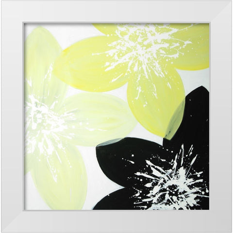 YELLOW FLOWERS WITH WHITE CENTER White Modern Wood Framed Art Print by Atelier B Art Studio