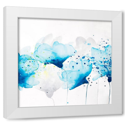 WATERCOLOR PAINT SPLASH FLOWERS White Modern Wood Framed Art Print by Atelier B Art Studio