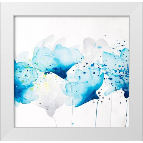 WATERCOLOR PAINT SPLASH FLOWERS White Modern Wood Framed Art Print by Atelier B Art Studio