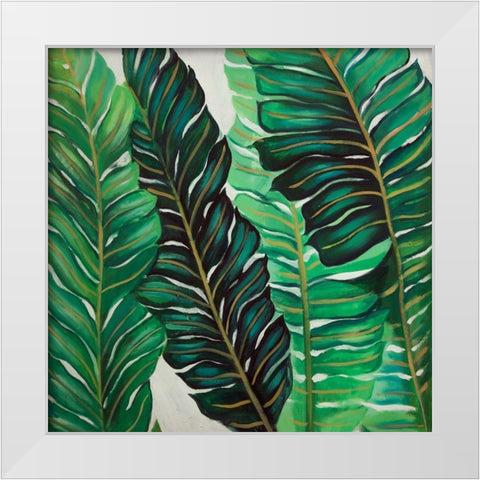 SEVERAL EXOTIC PLANT LEAVES White Modern Wood Framed Art Print by Atelier B Art Studio