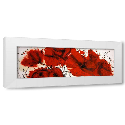 ABSTRACT RED FLOWERS FIELD White Modern Wood Framed Art Print by Atelier B Art Studio