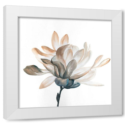DESATURATED FLOWER WITH BEAUTIFUL PETALS White Modern Wood Framed Art Print by Atelier B Art Studio