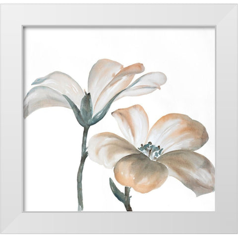 TWO BEAUTIFUL DESATURATED FLOWERS White Modern Wood Framed Art Print by Atelier B Art Studio