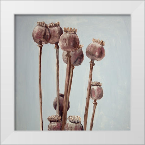 SEPIA POPPY HEAD PLANTS White Modern Wood Framed Art Print by Atelier B Art Studio